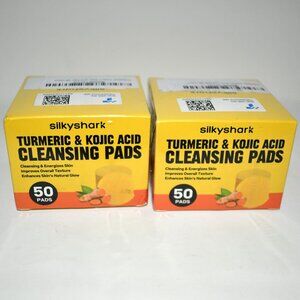 SilkyShark Turmeric Kojic Acid Cleansing Pads 50 Count (2) exfoliating Dark Spot